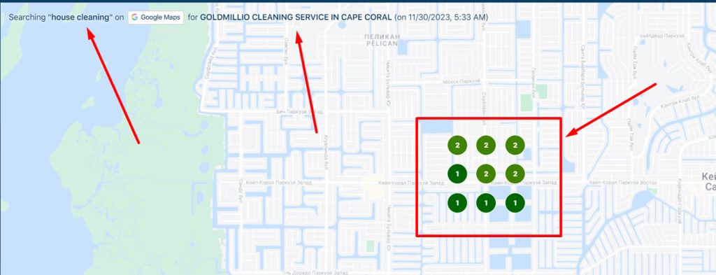 Видимость клининговой компании в ноябре месяце в Local Falcon