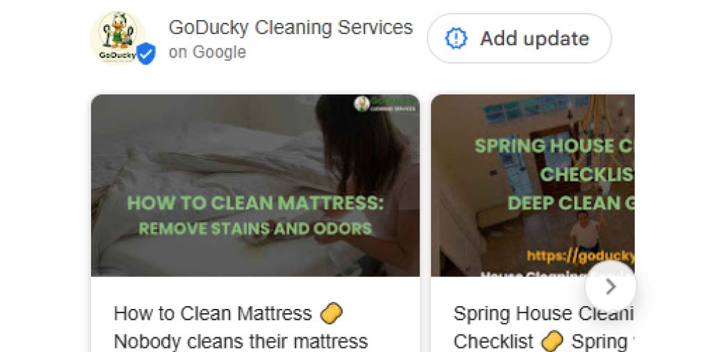 Пример постов клининговой компании в инструменте GBP