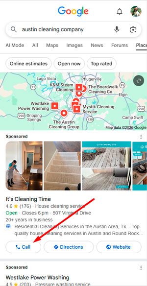 Без Б - скриншот - возможность позвонить из Local Pack